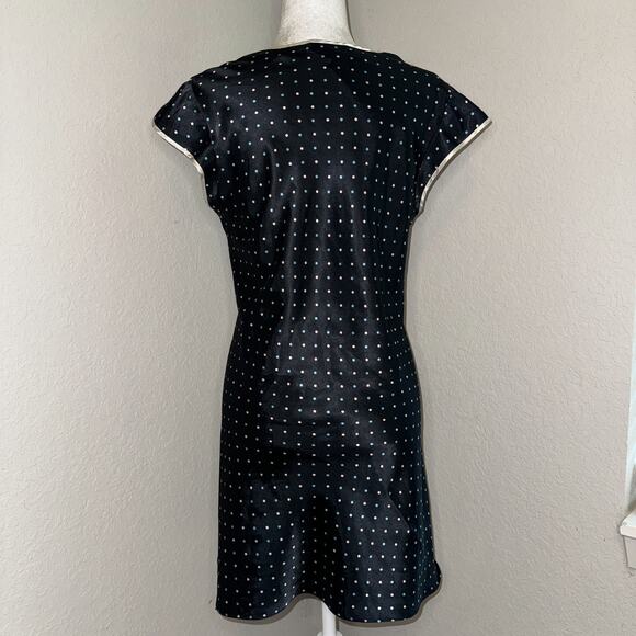 Nine & Company A-Line Slip Dress Women Medium Blue Polka Dot V-Neck Short Sleeve - Picture 2 of 7